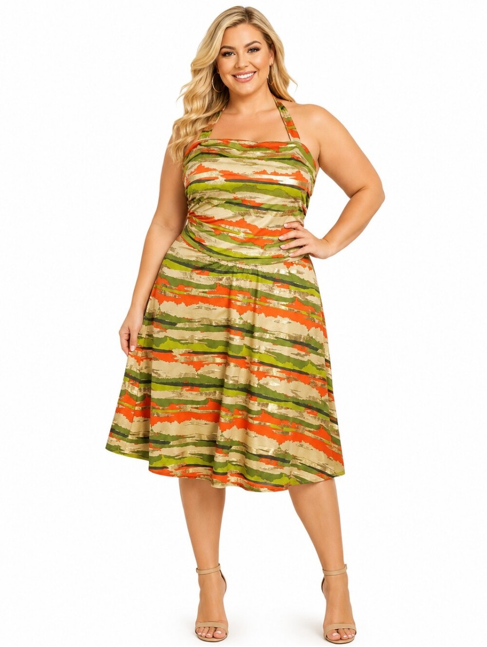 Ashley Stewart Women's Strapless Camo Halter Dress Size 22/24